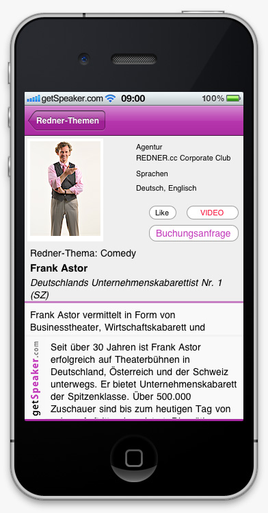 Comedy-Speaker Frank-Astor iPhone-App