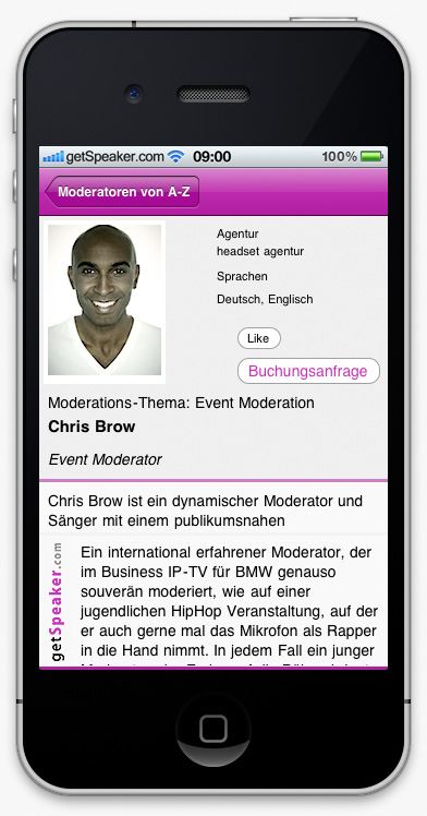 Event Moderator Chris Brow iPhone-App