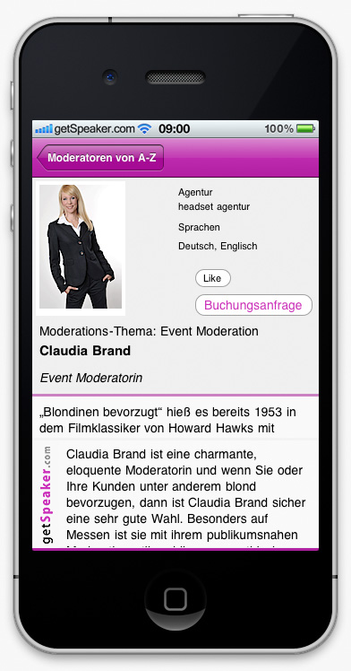 Event Moderatorin Claudia Brand iPhone-App