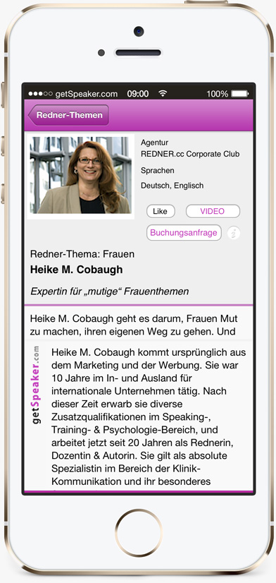 Speaker Frauen Heike M. Cobaugh iPhone-App getSpeaker