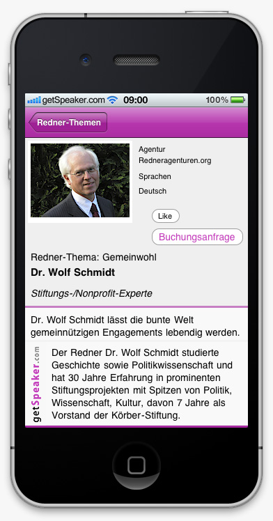 Speaker Gemeinwohl Dr. Wolf Schmidt iPhone-App