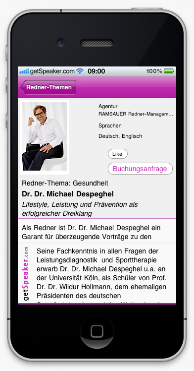 Speaker Gesellschaft Dr. Dr. Michael Despeghel iPhone-App