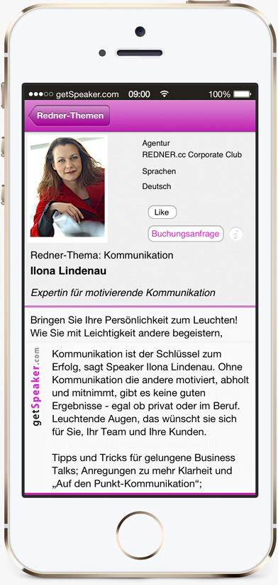 Speaker Kommunikation Ilona Lindenau iPhone-App getSpeaker