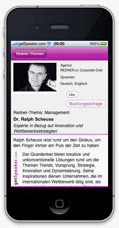 Speaker Management Dr. Ralph Scheuss iPhone-App