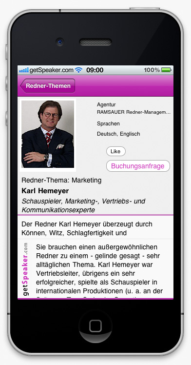 Speaker Marketing Karl Hemeyer iPhone-App