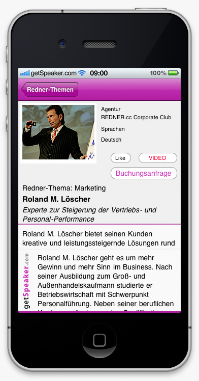 Speaker Marketing Roland M. Löscher iPhone-App
