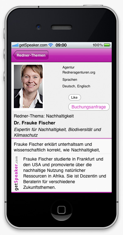 Speaker Nachhaltigkeit Dr. Frauke Fischer iPhone-App