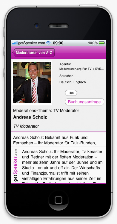 TV Moderator Andreas Scholz iPhone-App
