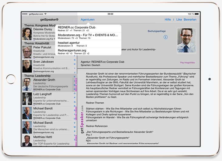 getSpeaker® Agenturen Übersicht
