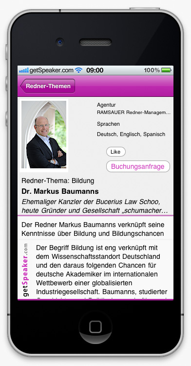 Speaker Bildung Dr. Markus Baumanns iPhone-App