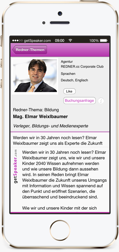 Speaker Bildung Elmar Weixelbaumer iPhone-App getSpeaker