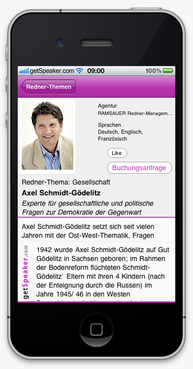 Speaker Gesellschaft Axel-Schmidt Goedelitz iPhone-App