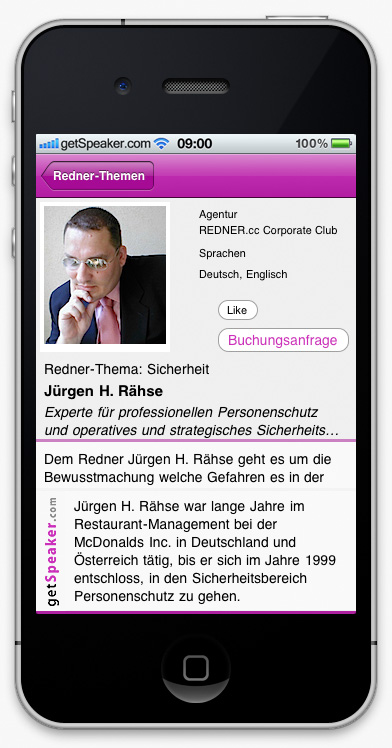 Speaker Sicherheit Jürgen H. Rähse iPhone-App