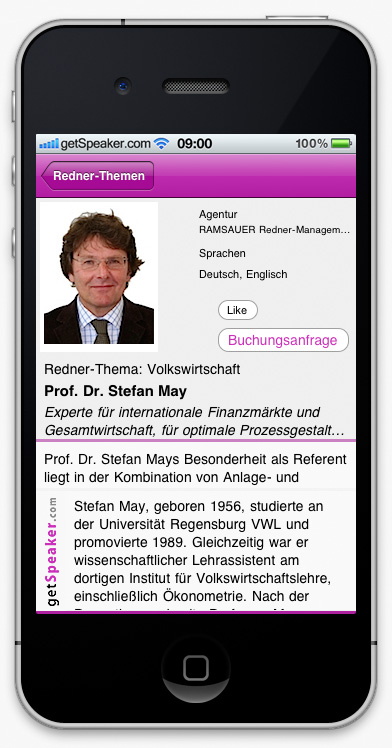 Speaker Wirtschaft Prof. Dr. Stefan May iPhone-App