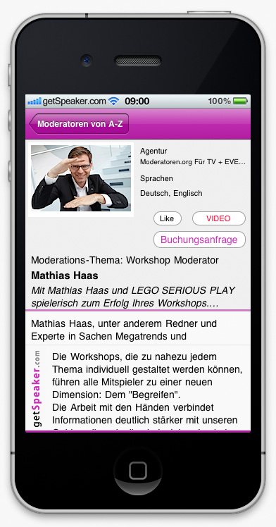 Workshop Moderator Mathias Haas iPhone-App